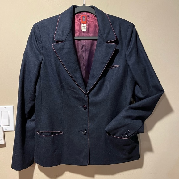 Anne Klein Vintage Ladies sz 12 Navy Wool Blazer - Picture 10 of 11
